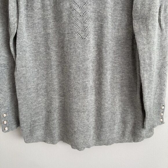 Soft Surroundings Womens V Neck Sweater Large Pullover Wool Alpaca Blend Gray - Picture 5 of 12